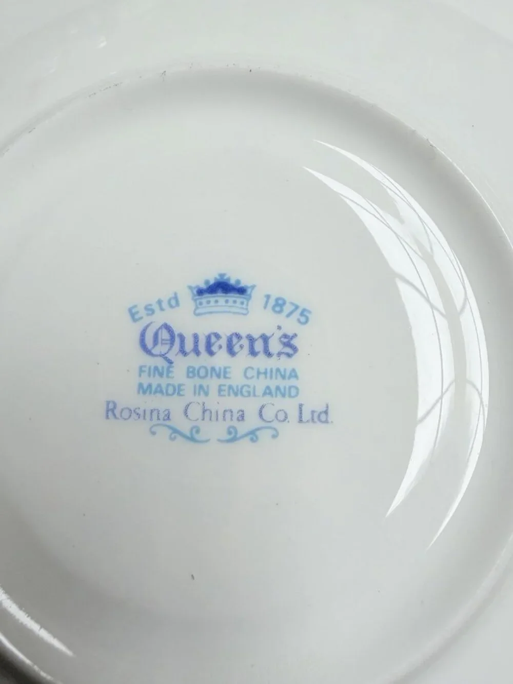 Vintage Rosina China Co Ltd Queen's Fine Bone China Saucer Plate Made In England